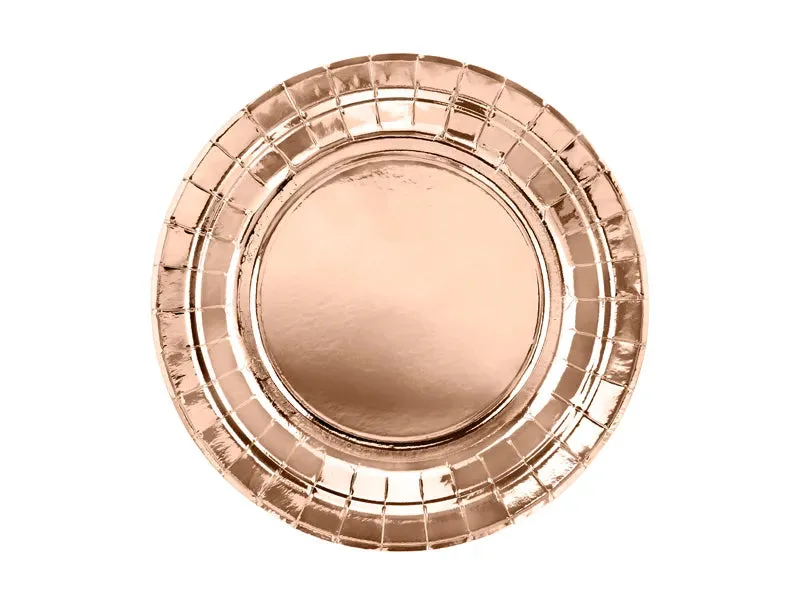 Platos de papel, oro rosa, 18 cm, 6 uds.