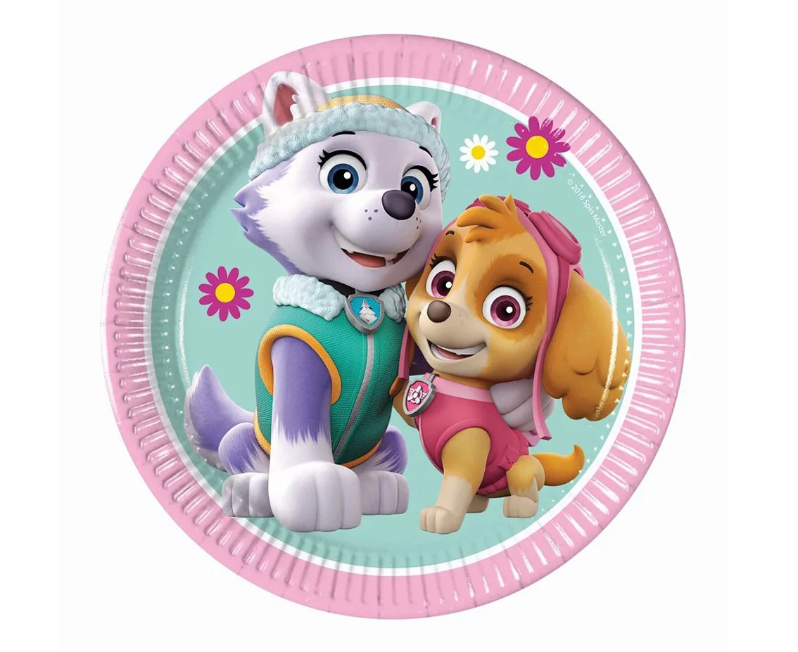 Platos de papel Patrulla Canina - Skye y Everest, 20cm, 8 uds.