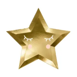 Platos de papel Pequeña Estrella, dorada, 27cm, 6 uds.