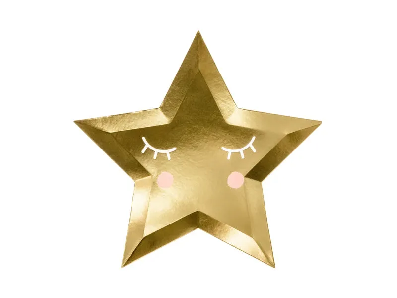 Platos de papel Pequeña Estrella, dorada, 27cm, 6 uds.