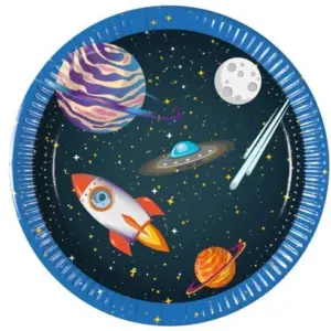 Platos de papel Cohete Espacial, 20 cm, 8 uds.