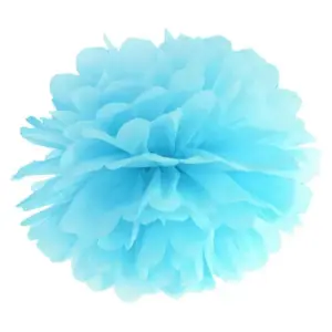Pompón de papel de seda, azul cielo, 25cm, 1 uds.