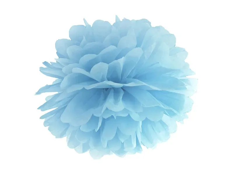 Pompón de papel de seda, azul claro brumoso, 25 cm, 1 ud.