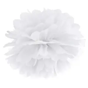 Pompón de papel de seda, blanco, 25cm, 1 uds.