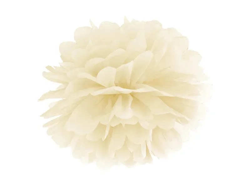 Pompón de papel de seda, crema, 25cm, 1 uds.