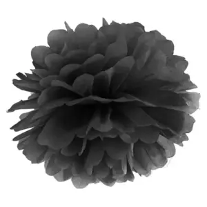 Pompón de papel de seda, negro, 25cm, 1 uds.