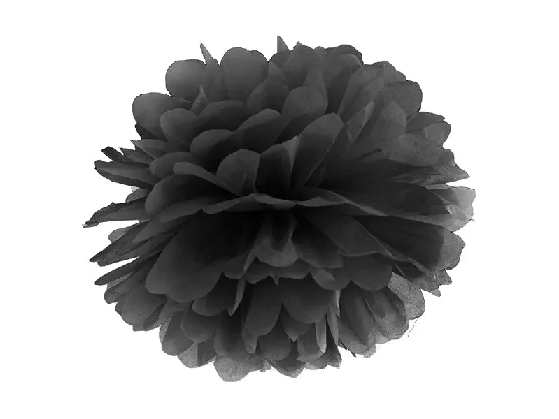 Pompón de papel de seda, negro, 25cm, 1 uds.