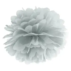 Pompón de papel de seda, plata, 25cm, 1 uds.