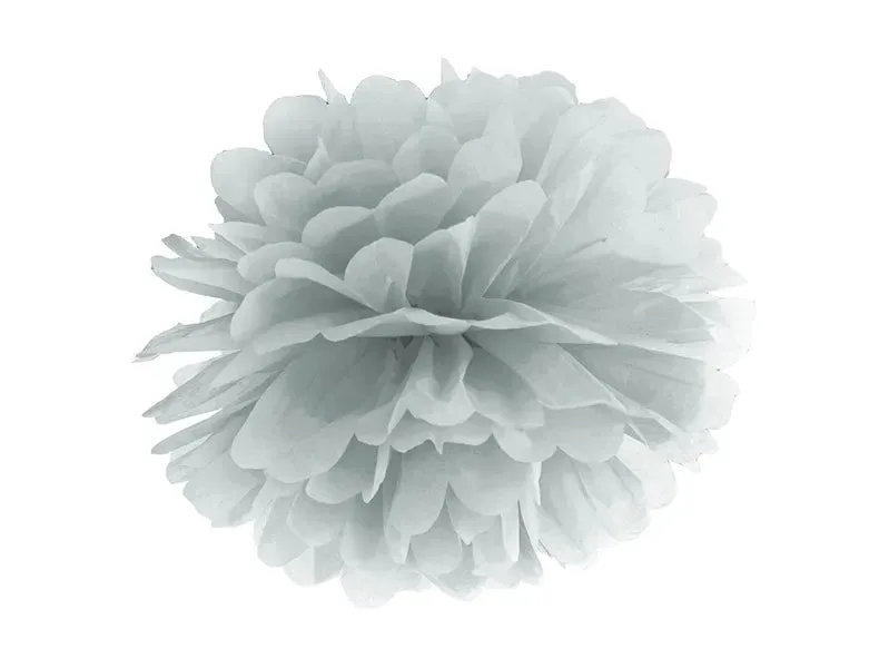 Pompón de papel de seda, plata, 25cm, 1 uds.