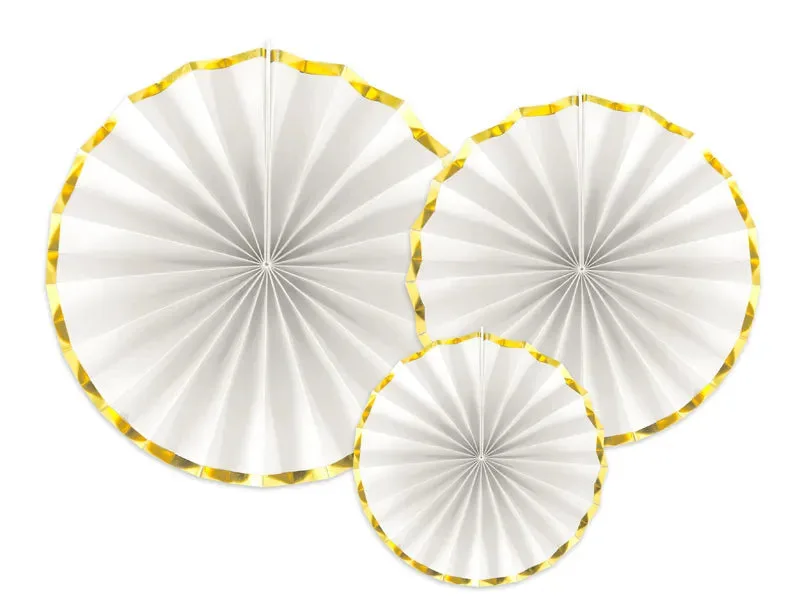 Rosetas decorativos, blancos, 23 - 40 cm, juego de 3 piezas