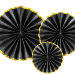 Rosetas decorativos, negros, 23 - 40 cm, juego de 3 piezas