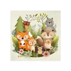 Servilletas de papel Amigos del bosque, 33x33 cm, 10 uds.