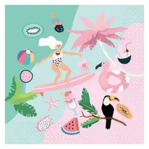 Servilletas de papel Colección Verano - Let's Party (surf), 33x33 cm, 20 uds