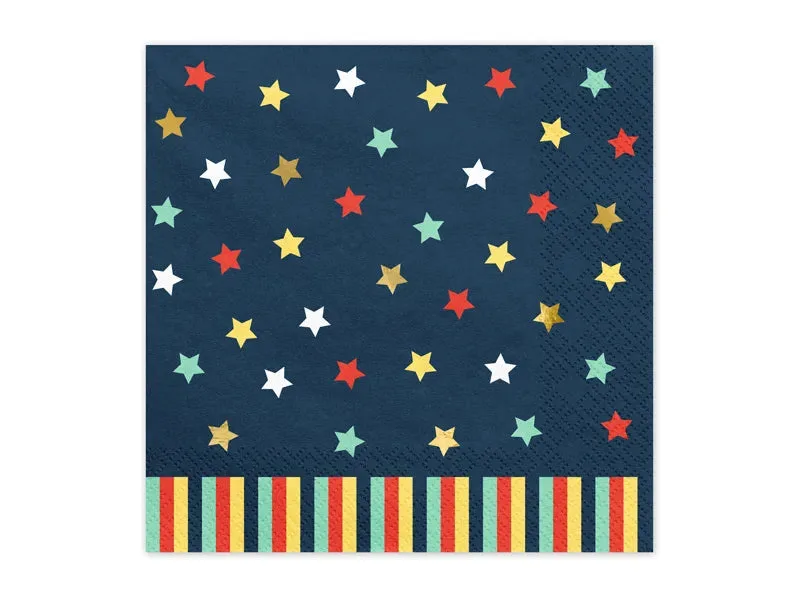 Servilletas de papel Estrellas, azul oscuro, 33x33 cm, 12 uds.