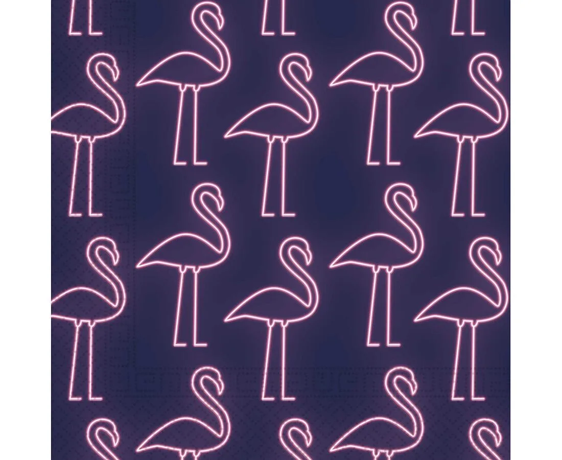 Servilletas de papel Flamenco Neon, 33x33 cm, 20 uds.