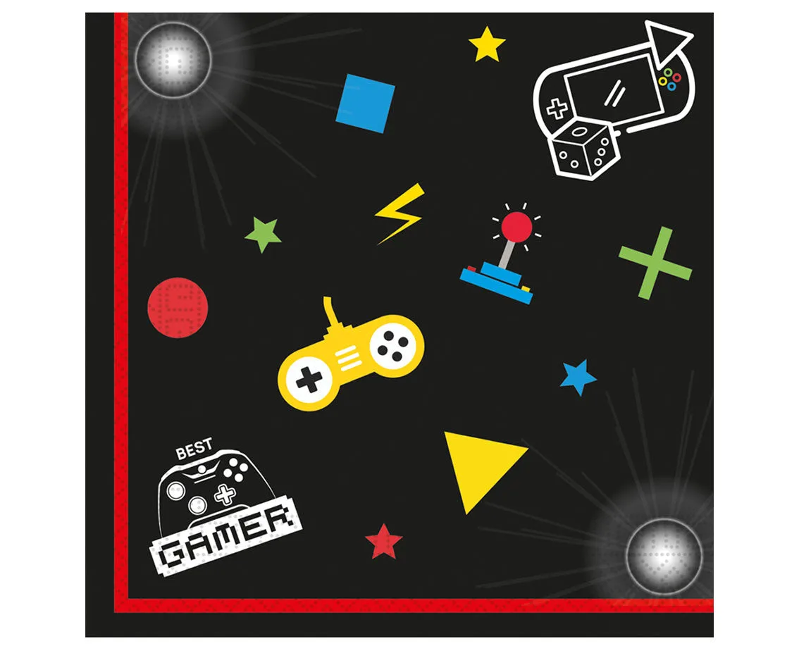 Servilletas de papel Gaming Party, 33x33 cm, 20 uds.