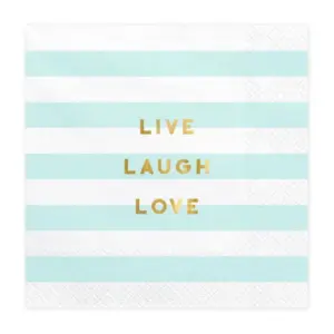Servilletas de papel Live Laugh Love, azul claro, 33x33 cm, 20 uds.