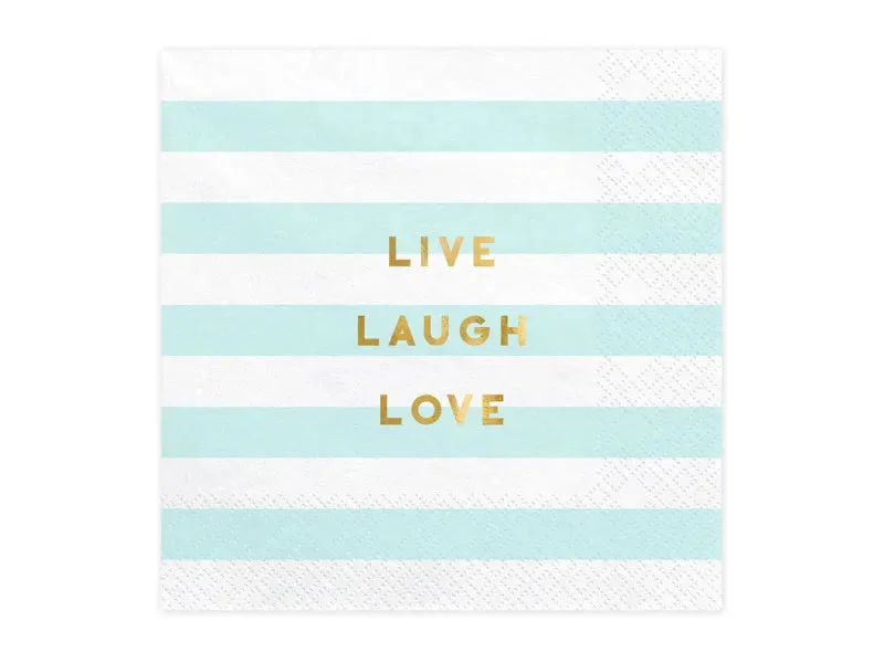 Servilletas de papel Live Laugh Love, azul claro, 33x33 cm, 20 uds.