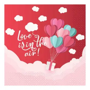 Servilletas de papel Love Is In The Air (rojas), 33x33 cm, 20 uds.