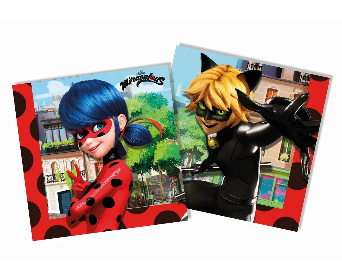 Servilletas de papel Miraculous Ladybug, 33x33 cm, 20 uds.