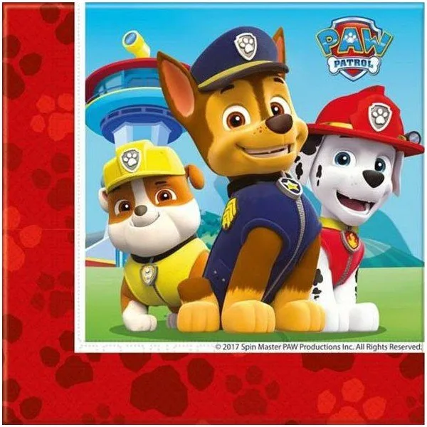 Servilletas de papel Patrulla Canina, 33x33 cm, 20 uds.
