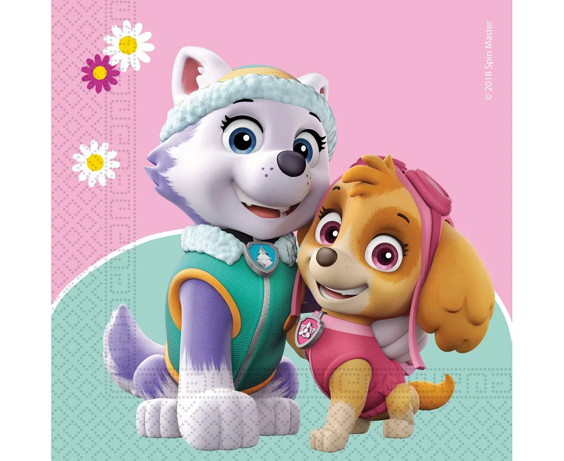 Servilletas de papel Patrulla Canina: Skye y Everest, 33x33 cm, 20 uds.