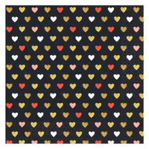 Servilletas de papel XOXO -Corazones (negro), 33x33 cm, 20 uds.