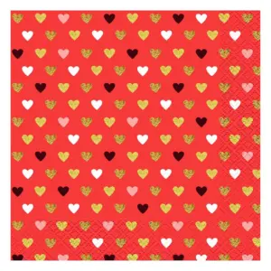 Servilletas de papel XOXO -Corazones (rojo), 33x33 cm, 20 uds.