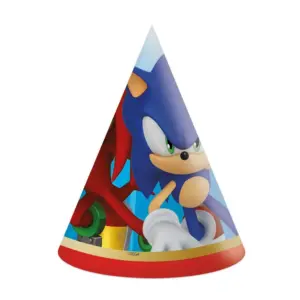 Sombreros de papel Sonic, 16 cm, 6 uds.