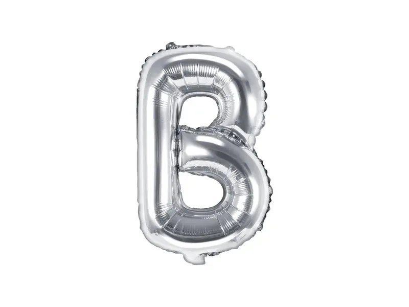 Globo de aluminio con la letra "B", 35 cm, color plata