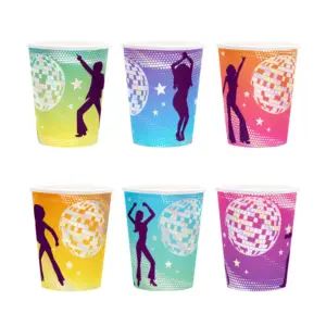Vaso de papel Retro Disco, 220 ml, 6 uds.
