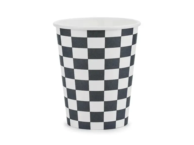Vasos de cartón Bandera de cuadros, 220 ml, 6 uds.