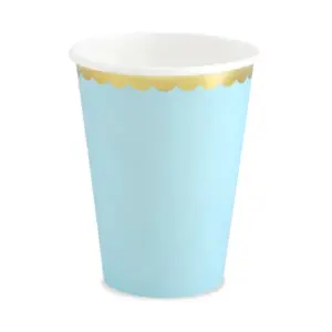 Vasos de papel, azul claro, 220 ml, 6 uds.