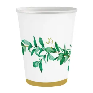 Vasos de papel "Celebrate" con estampado de hojas, 250 ml, 6 uds.