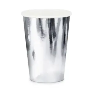 Vasos de papel, color plata, 220 ml, 6 uds.