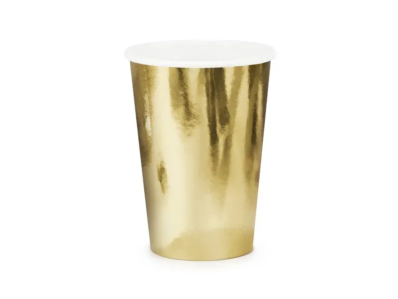 Vasos de papel, dorados, 220 ml, 6 uds.