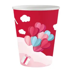 Vasos de papel "Love Is In The Air" (rojo), 250 ml, 6 uds.
