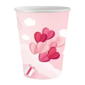Vasos de papel "Love Is In The Air" (rosa), 250 ml, 6 uds.