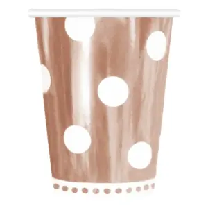 Vasos de papel Lunares, oro rosa, 266 ml, 6 uds.