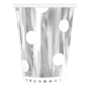 Vasos de papel Lunares, plata, 266 ml, 6 uds.