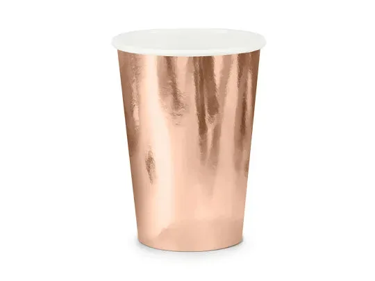 Vasos de papel, oro rosa, 220 ml, 6 uds.