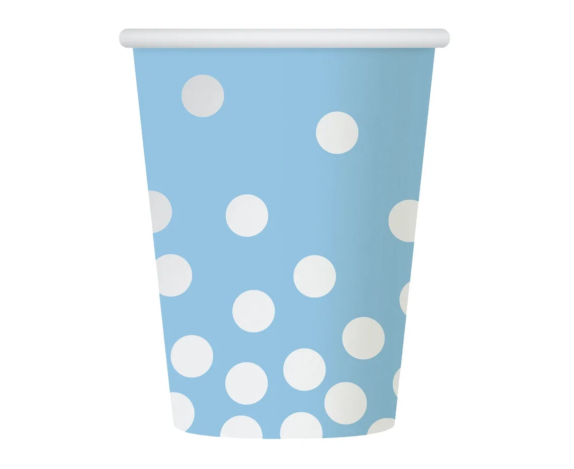 Vasos de papel "Puntos plateados", azul claro, 270 ml, 6 uds.