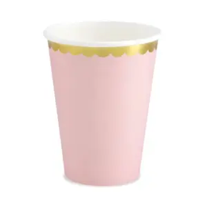 Vasos de papel, rosa claro, 220 ml, 6 uds.