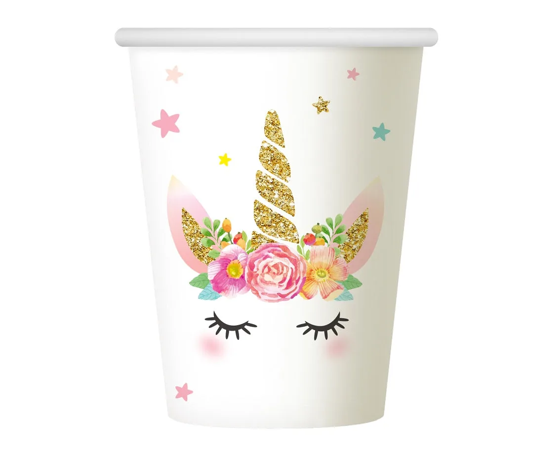 Vasos de papel Unicornio, 266 ml, 6 uds.