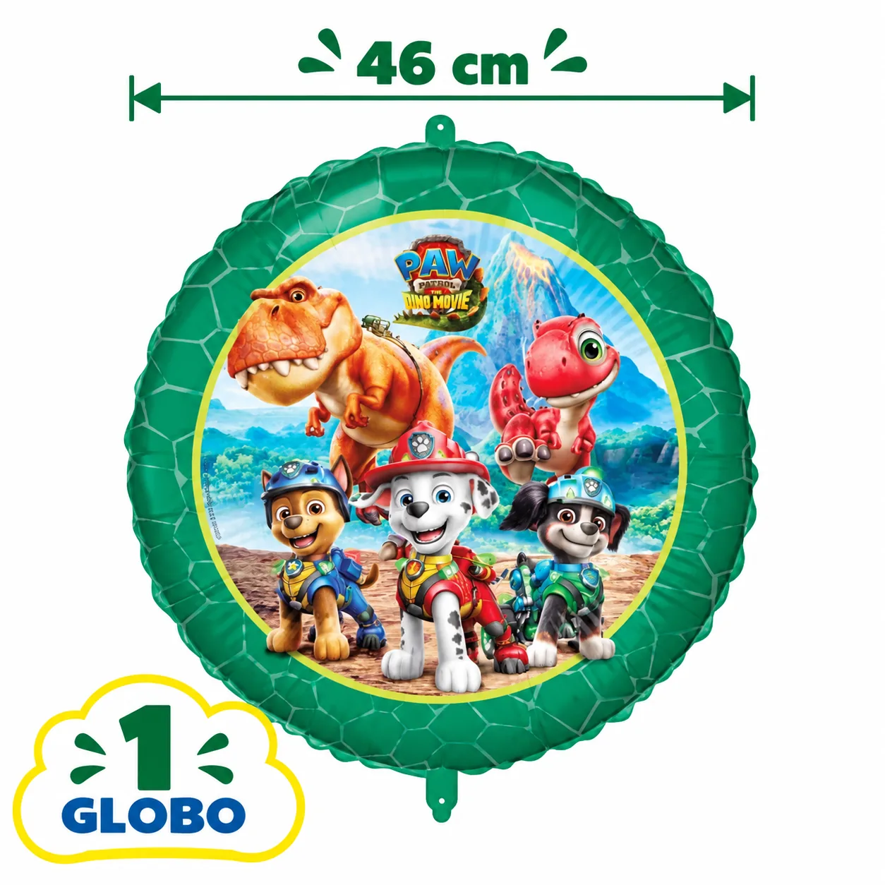 1 globo de foil redondo de 46 cm de La dino película de la Patrulla Canina
