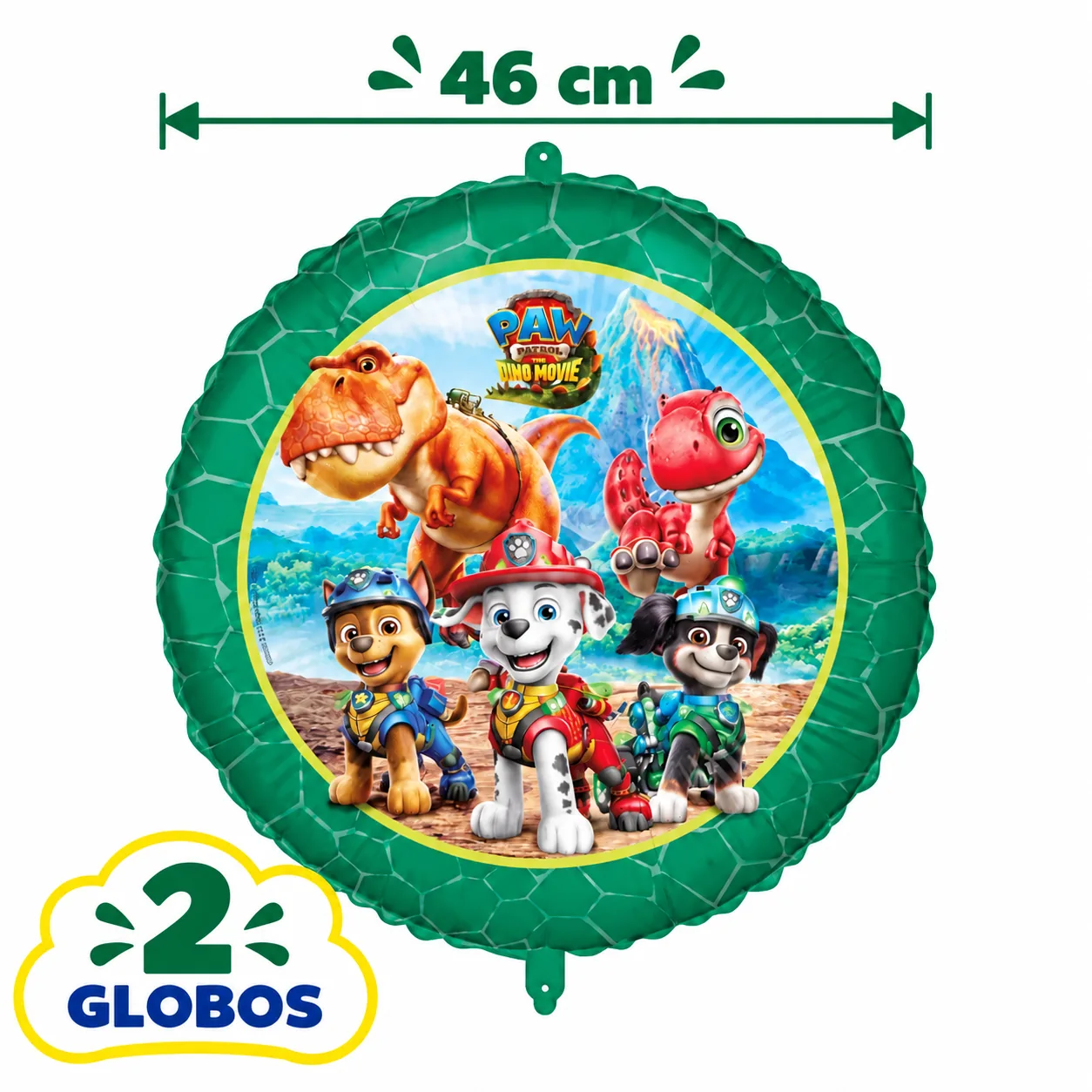 2 globos de foil redondo de 46 cm de La dino película de la Patrulla Canina