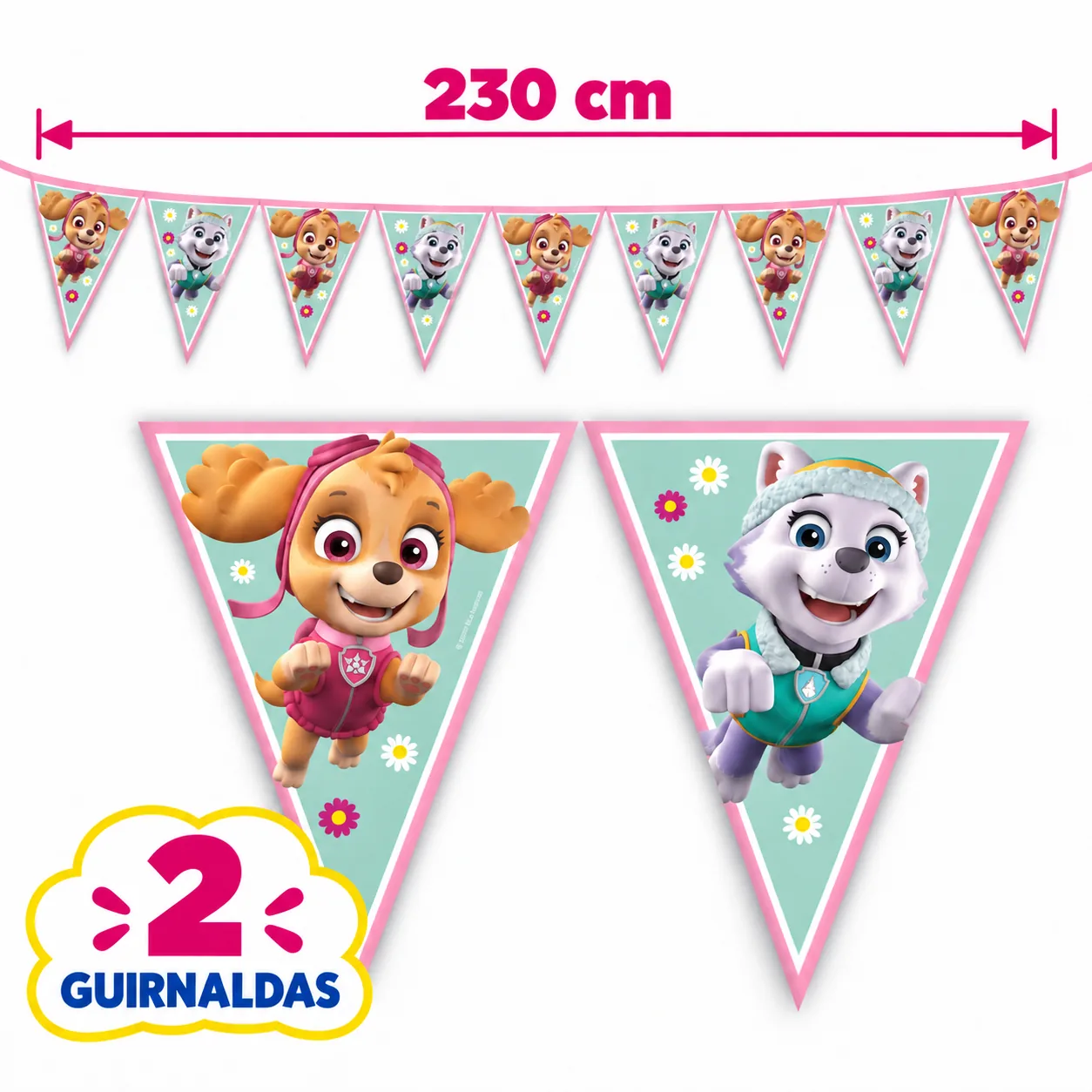 2 pancartas de banderines de 230 cm con Skye y Everest